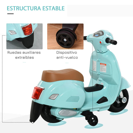 HOMCOM Vespa Licensed Kids Electric Scooter &ndash; Headlight Horn