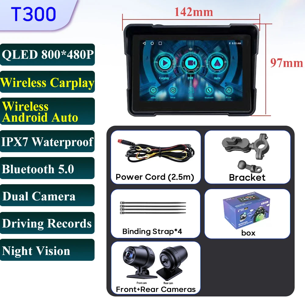 5 Inch Motorcycle Navigation GPS &ndash; IPX7 Waterproof Smart Display Screen-DVR