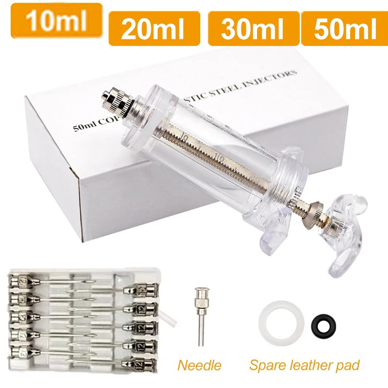 Animal Syringe Stainless Steel Reusable &ndash; Durable Locking plastic / 50ml
