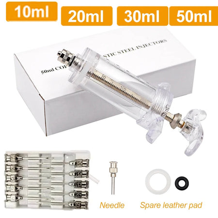 Animal Syringe Stainless Steel Reusable &ndash; Durable Locking plastic / 50ml