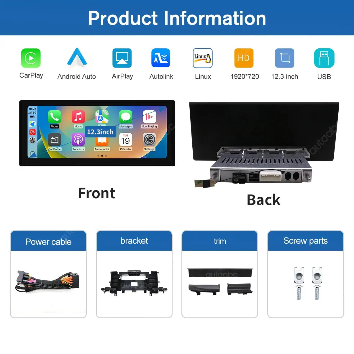 12.3" Multimedia Ultra-thin TouchScreen Wireless CarPlay Android For Audi With MIB/MIB2 System A4 S4 A5 S5 2017-2020 With BT GPS by InterCyprus Trading Ltd