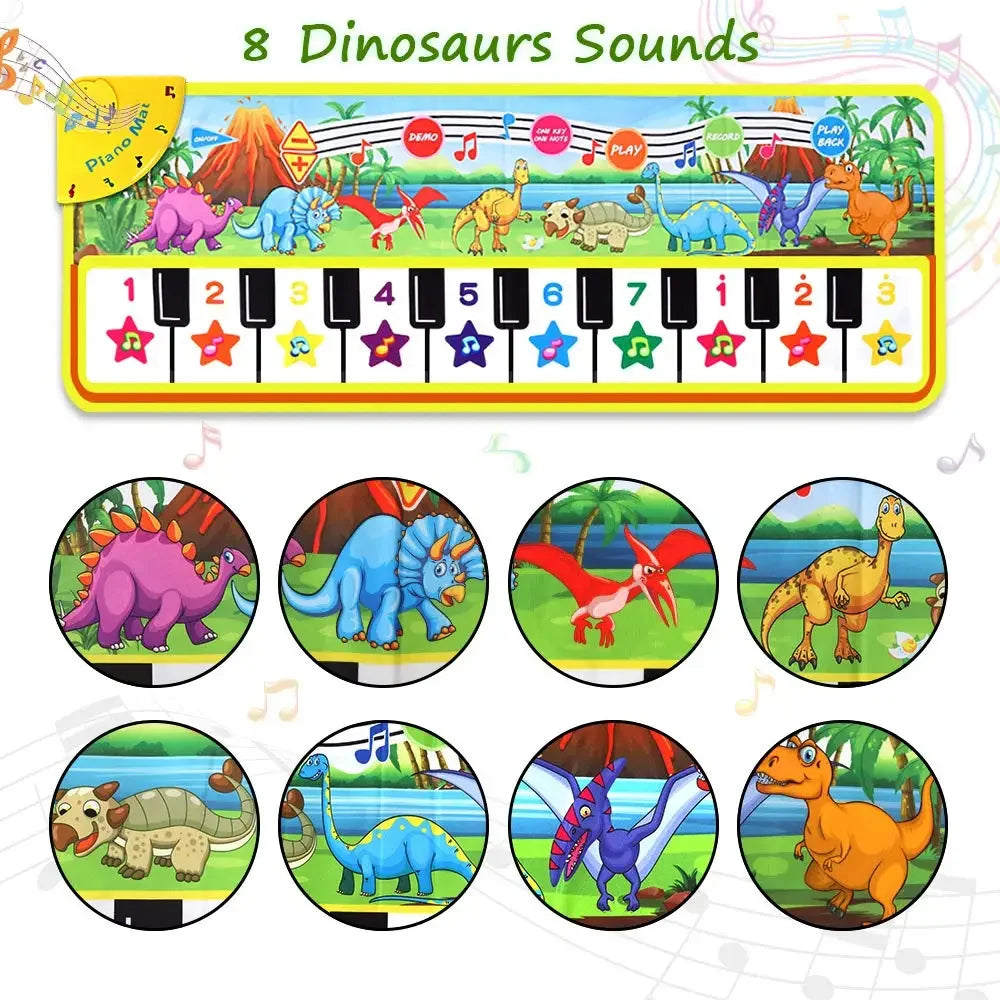 Musical Piano Mat for Toddlers &ndash; Interactive Dinosaur Sounds A 100x36cm
