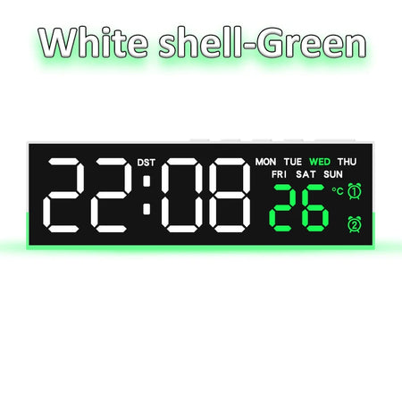 Digital LED Alarm Clock &ndash; Dual Alarm with Mood Lighting White shell Green