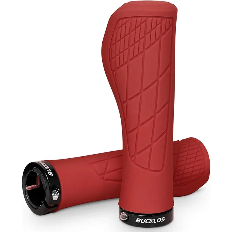 BUCKLOS Ergonomic Mountain Bike Handlebar Grips - Comfortable &amp; Durable Red