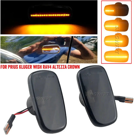 For Toyota Prius Kluger Wish Land Cruiser 200 Prado 120 RAV4 Altezza Lexus IS300 Dynamic Led Side Marker Lights Turn Signal Lamp by InterCyprus Trading Ltd