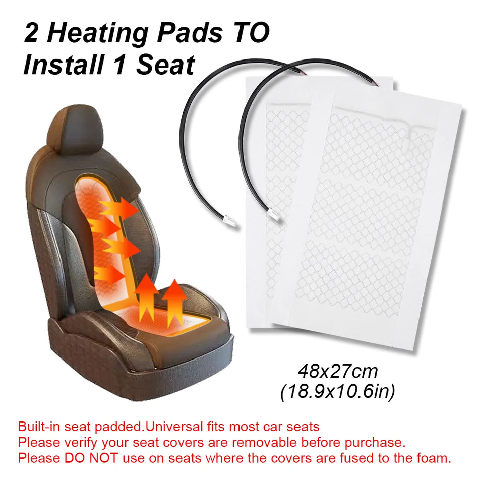 Almohadilla calefactora de asiento de fibra de carbono 12V para calidez invernal, funda de asiento de ajuste universal