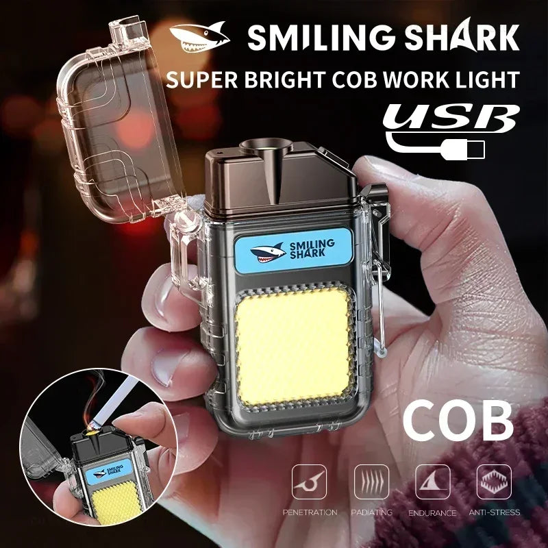 Smiling Shark TIP066 Multifunctional Rechargeable Work Light &amp; Arc Lighter for Outdoor Use