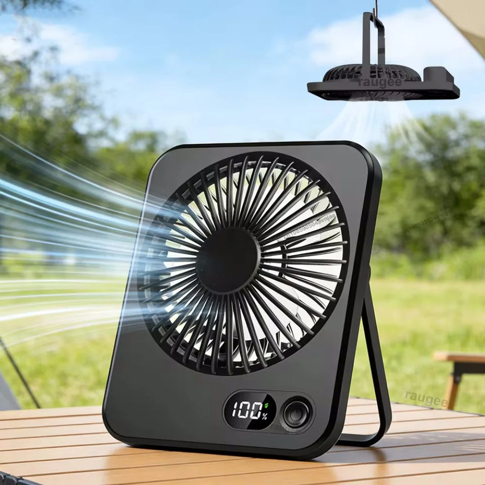 Ventilateur de bureau portable, ventilateur de table mini pliable avec 5 vitesses, rechargeable par USB.