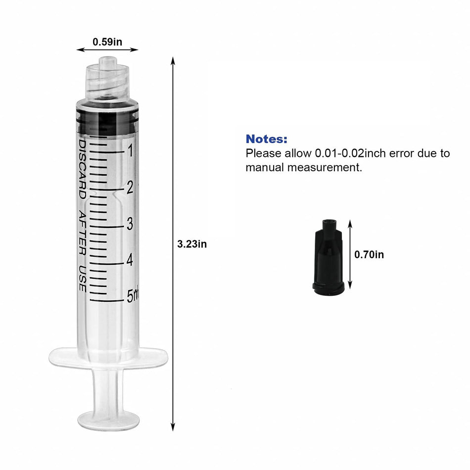 Seringa Luer Lock de 5ml com Tampa, Esterilizada, Embalada Individualmente para Cola
