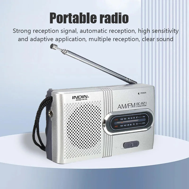 BC-R21 Portable AM/FM Radio with Built-In Speaker and Headphone Compatibility