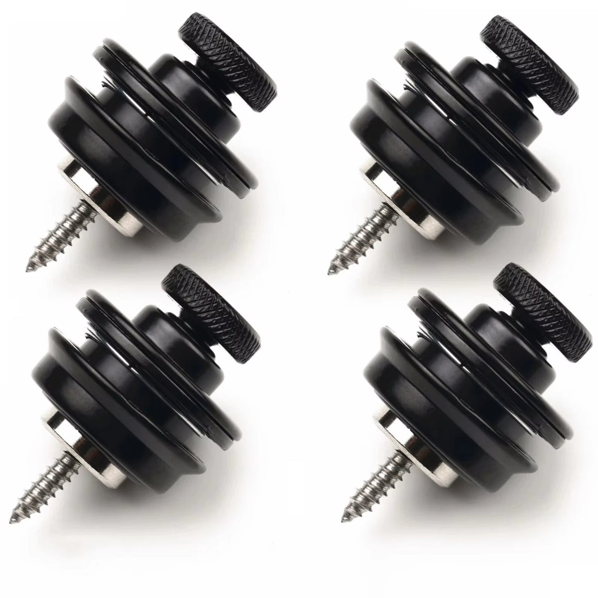 Miwayer Guitar Strap Lock &ndash; Heavy Duty Metal Button Black  4 pcs