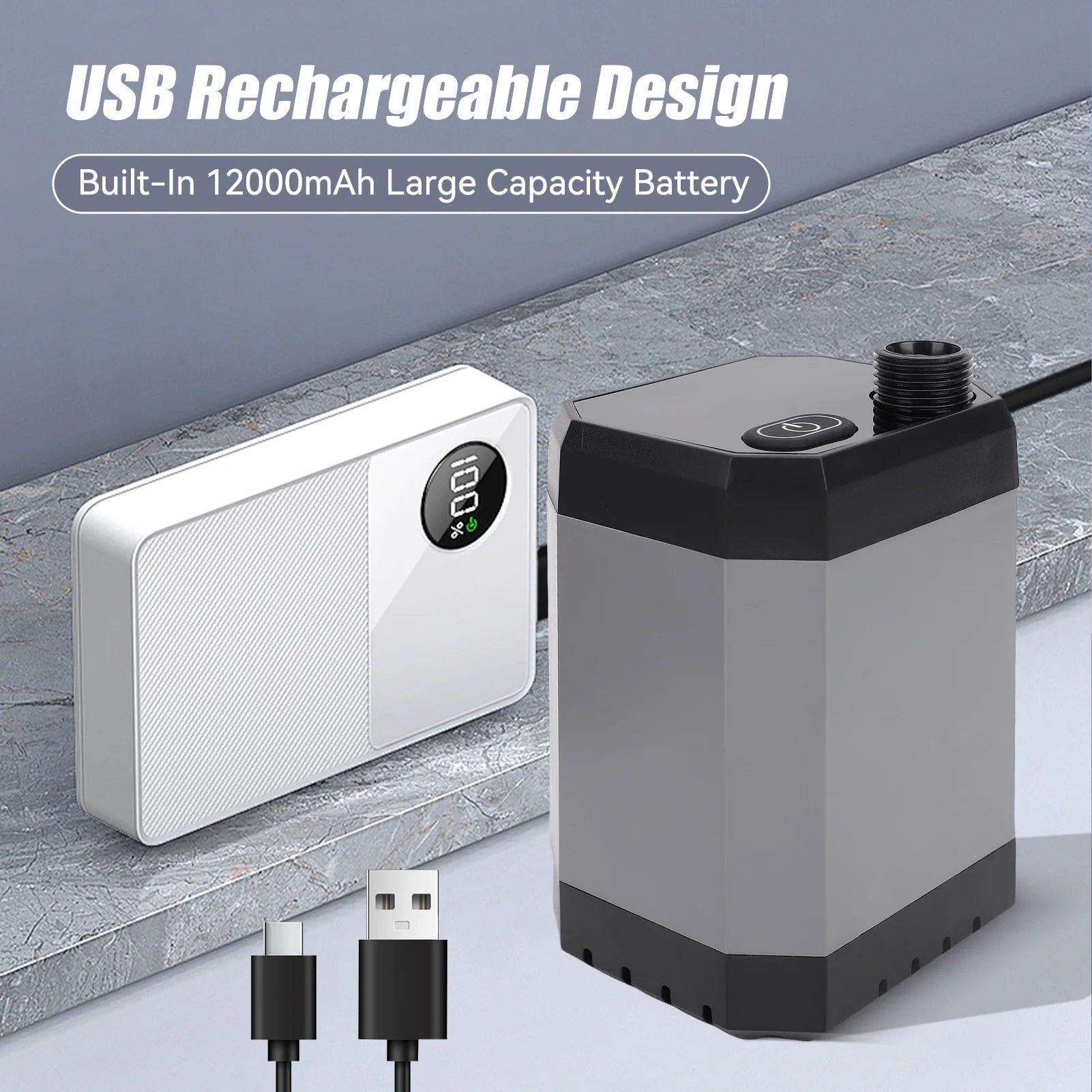 6000mAh Outdoor Shower &ndash; USB Rechargeable with Display