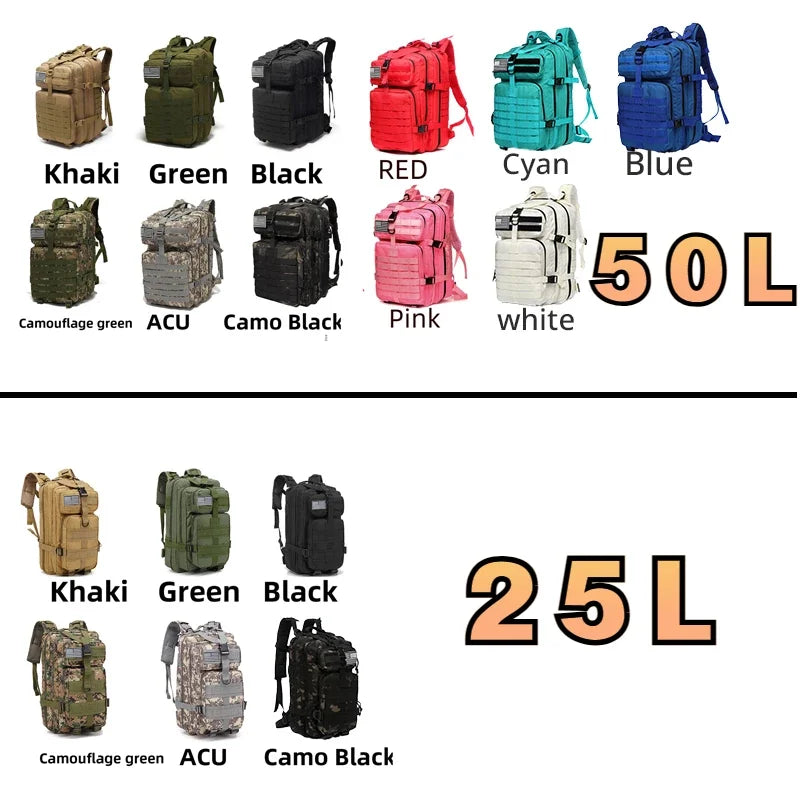 Thuram 25L/50L Waterproof Nylon Trekking Backpack for Outdoor Adventures