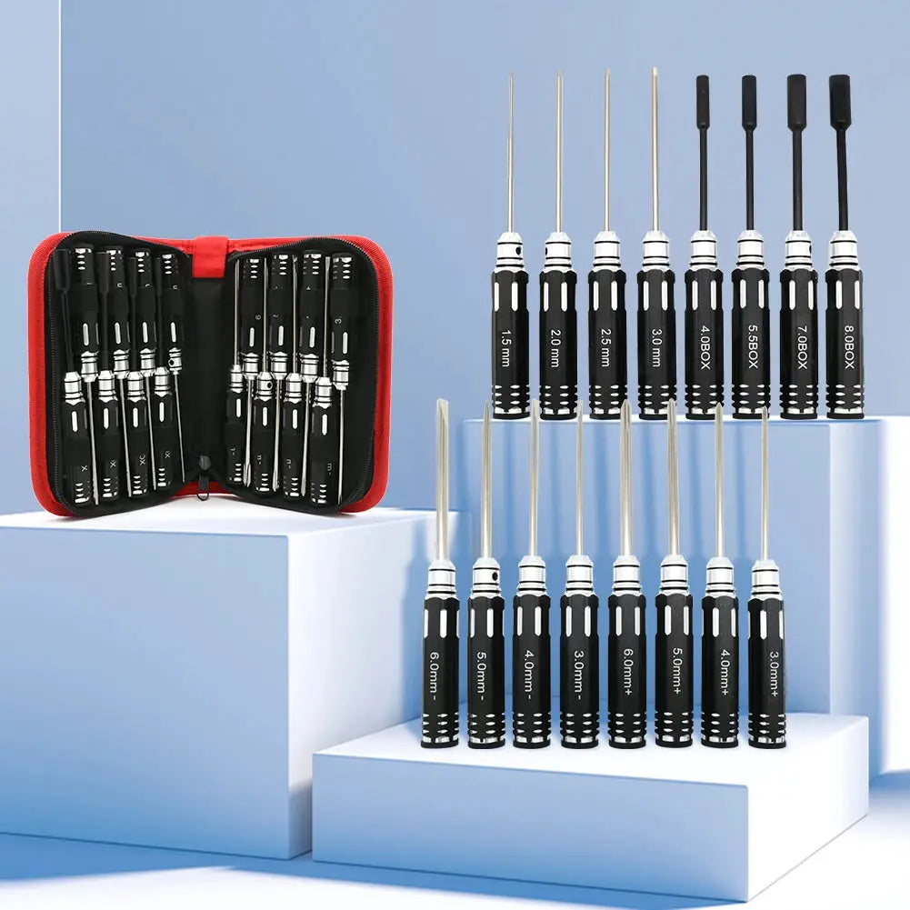 RC Hex Driver Set - 16pcs Hex Allen Screwdriver Kit Hex Nut Driver Set Wrench Key Driver Tool for Rc Car Traxxas Helicopter by InterCyprus Trading Ltd