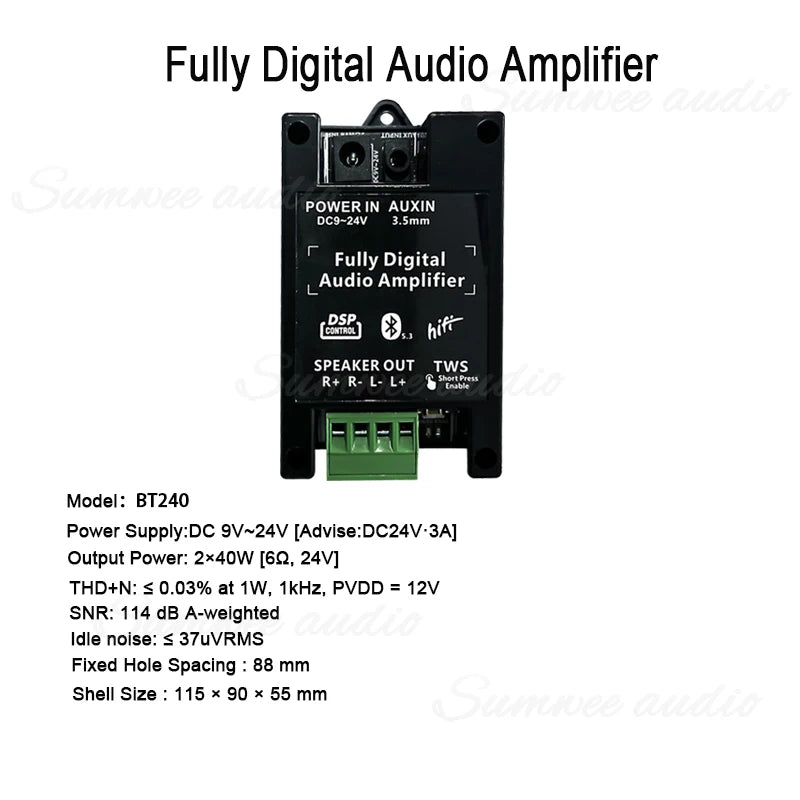 Bluetooth Audio Amplifier Module With TWS Stereo And AUX For Passive Speakers