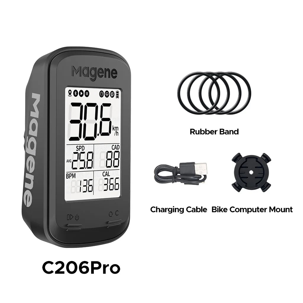 Magene C206 Pro Bike Computer &ndash; Wireless GPS with Cadence Sensor C206Pro Black