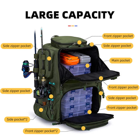 Tactical Fishing Backpack With Rod Holders &ndash; Lightweight