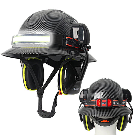 CE Full-Brim Hard Hat - Lightweight Safety Headgear Bright Black