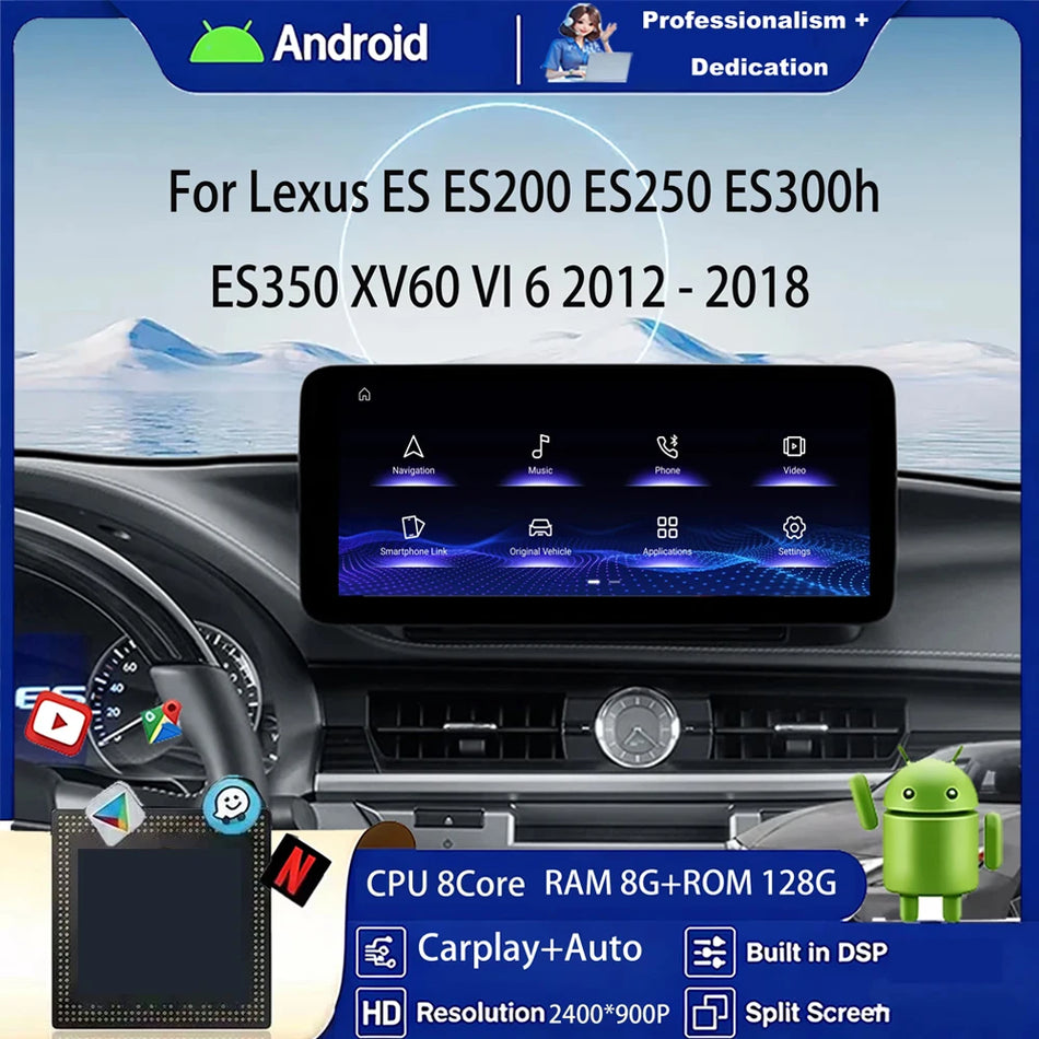 Radio auto cu ecran tactil Android pentru Lexus ES200 ES250 ES300h ES350 2012-2018
