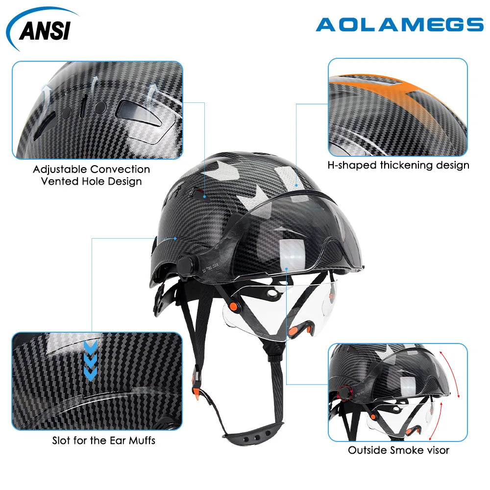 CR08 Construction Helmet - Integrated Goggles And Earmuffs