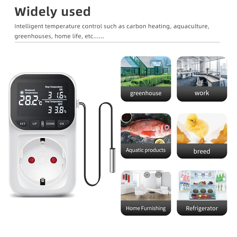 Digital Temperature Controller Socket EU Plug &ndash; LCD Display