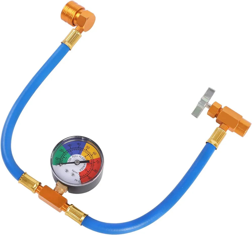 R134a Car AC Refrigeration Recharge Hose Kit with Pressure Gauge &amp; Quick Coupler 1 Set