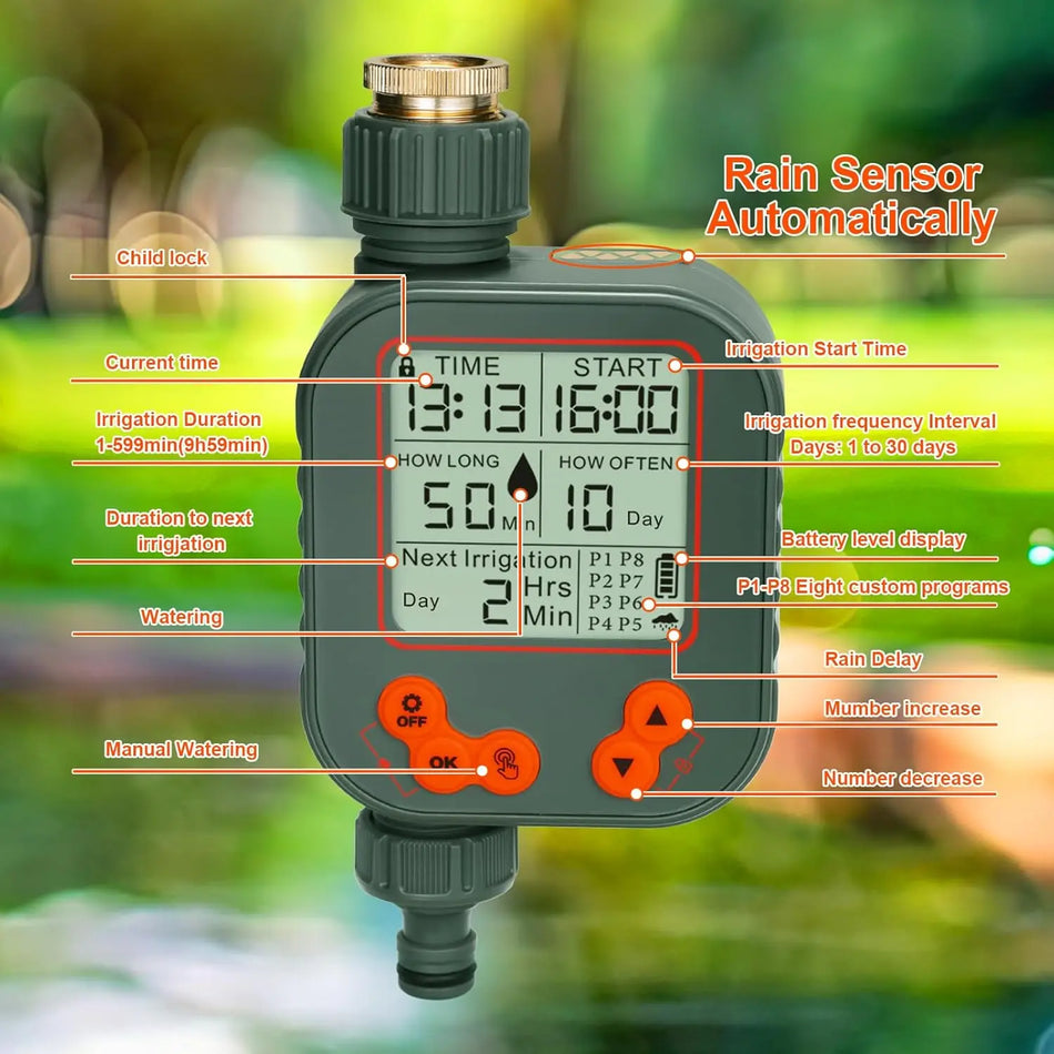 Таймер полива Fixkit с ЖК-дисплеем и задержкой дождя для сада