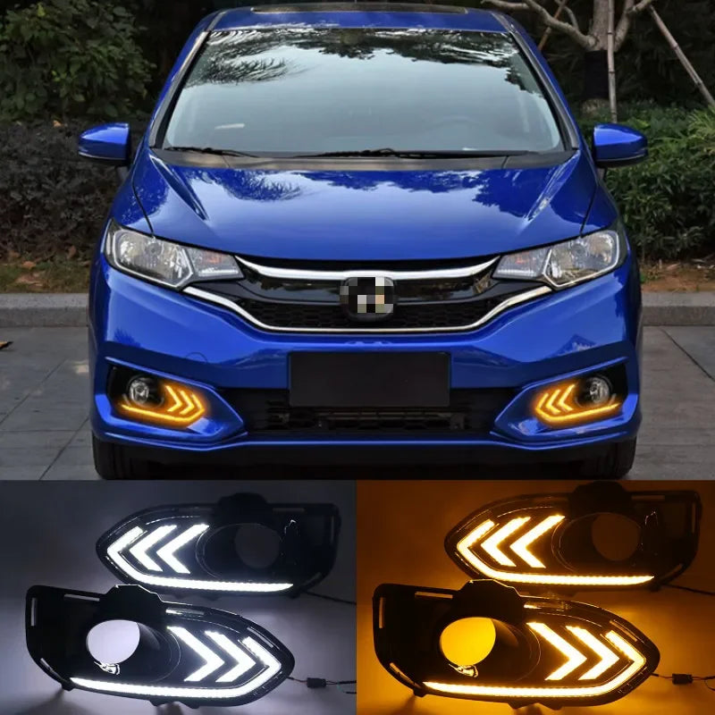 Honda Jazz Fit 2018 2019 için LED Gündüz Farları Dönüş Sinyalleri ile Ön Uç Kiti