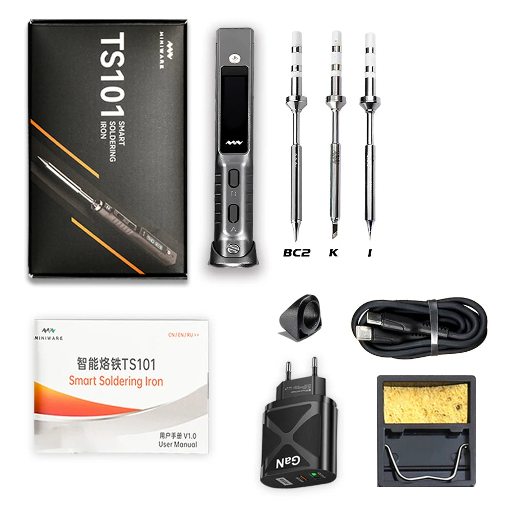 Mini Original TS101 Soldering Iron &ndash; Adjustable Temperature 3Tips Set / UK Plug