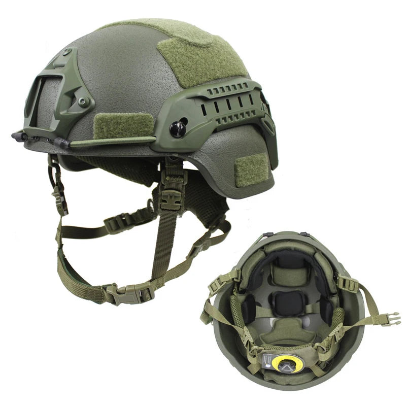 UHMWPE MICH2000 High Cut Ballistic Helmet - ISO NIJ IIIA MICH2000-Wendy Green