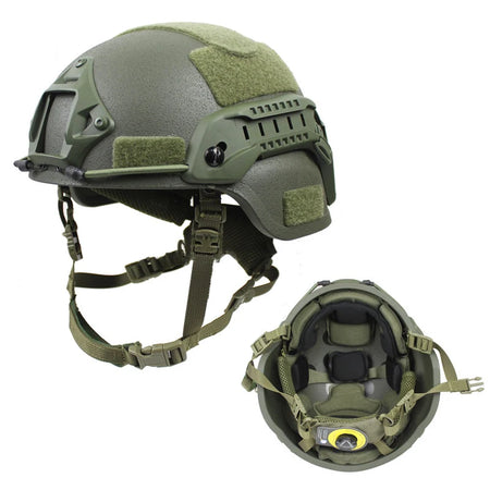 UHMWPE MICH2000 High Cut Ballistic Helmet - ISO NIJ IIIA MICH2000-Wendy Green