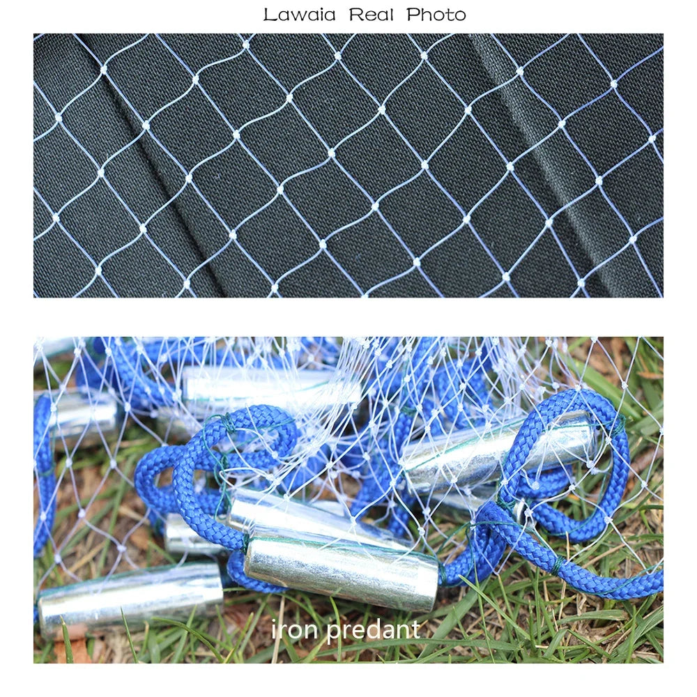 Lawaia Hand Cast Net - Durable Monofilament Nylon Fishing Net with Aluminum or Plastic Ring