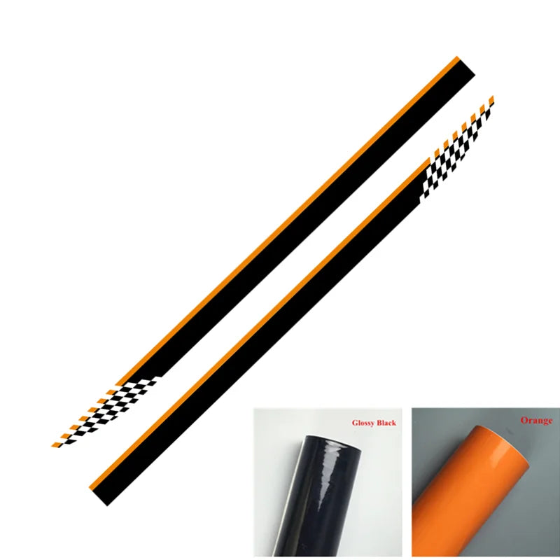 Fiat 124 Spider Car Door Side Skirt Stickers - 2pcs Racing Sport Vinyl Decals &amp; Auto Body DIY Accessories - Glossy Black, Matte Black, Silver, White, Gold Glossy black-Orange