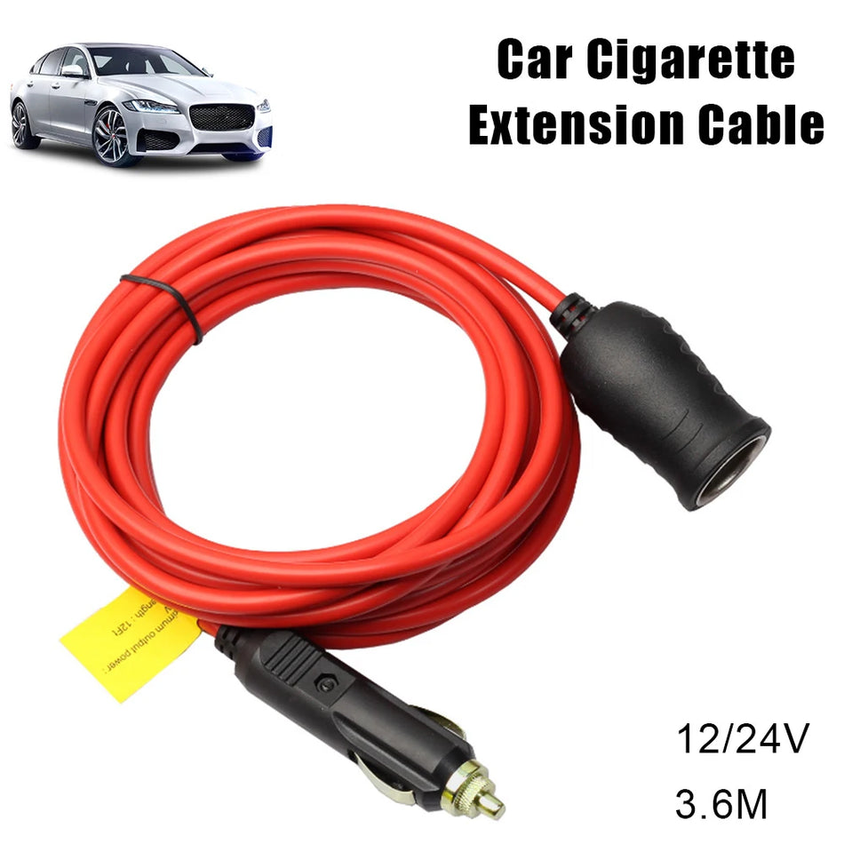 25384 Car Lighter Extension Cord 12V 24V With 15A Fuse, 3.6m