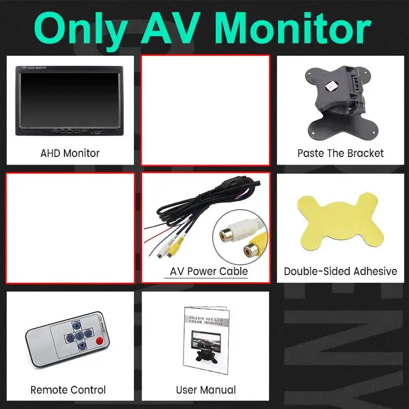 GreenYi 1080P 7" IPS Screen AHD Car CCTV Monitor With 2 Starlight Night Vision Reverse Backup Rear View AHD Camera by InterCyprus Trading Ltd