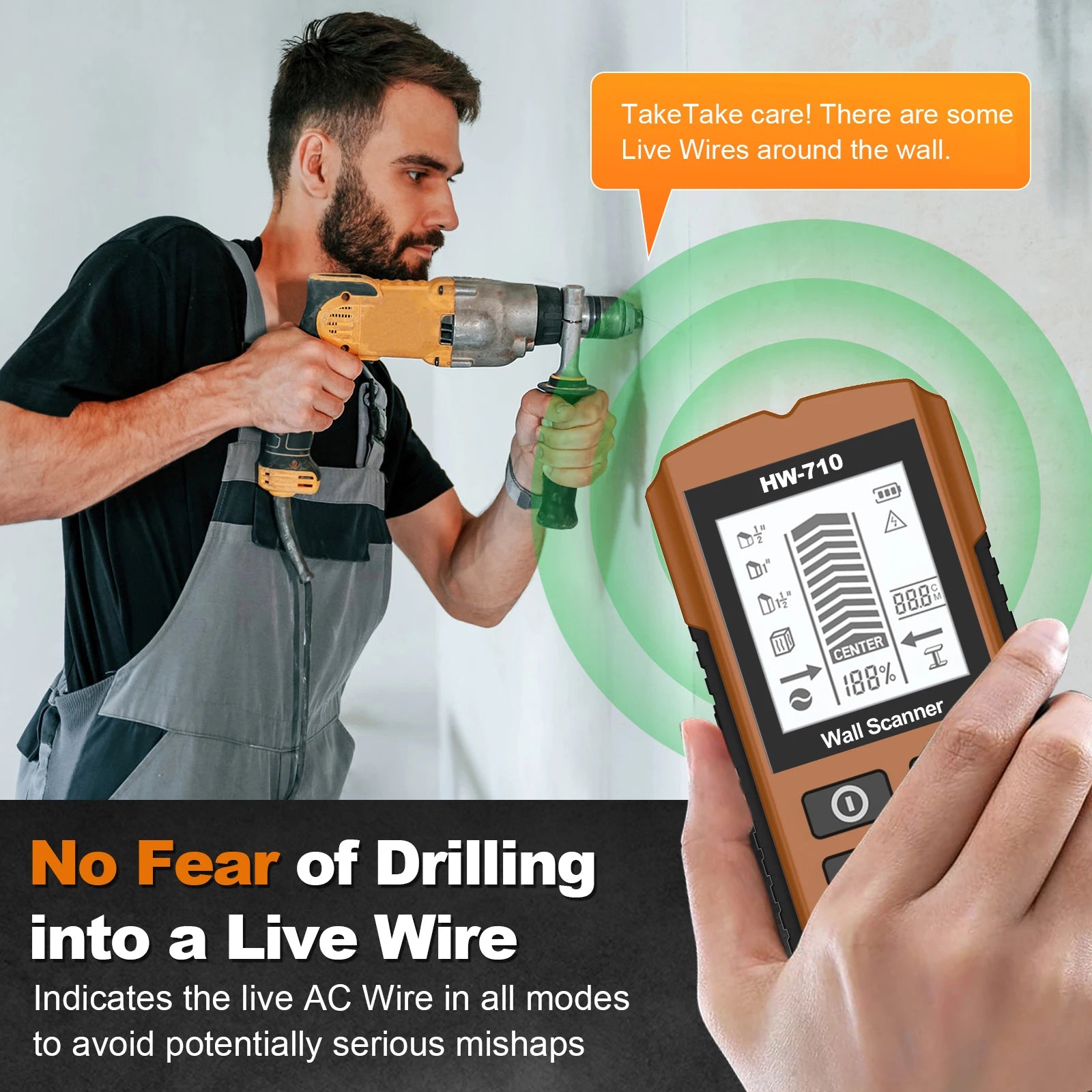 HW-710 Handheld Metal Detector &ndash; Six-In-One Wall Detector