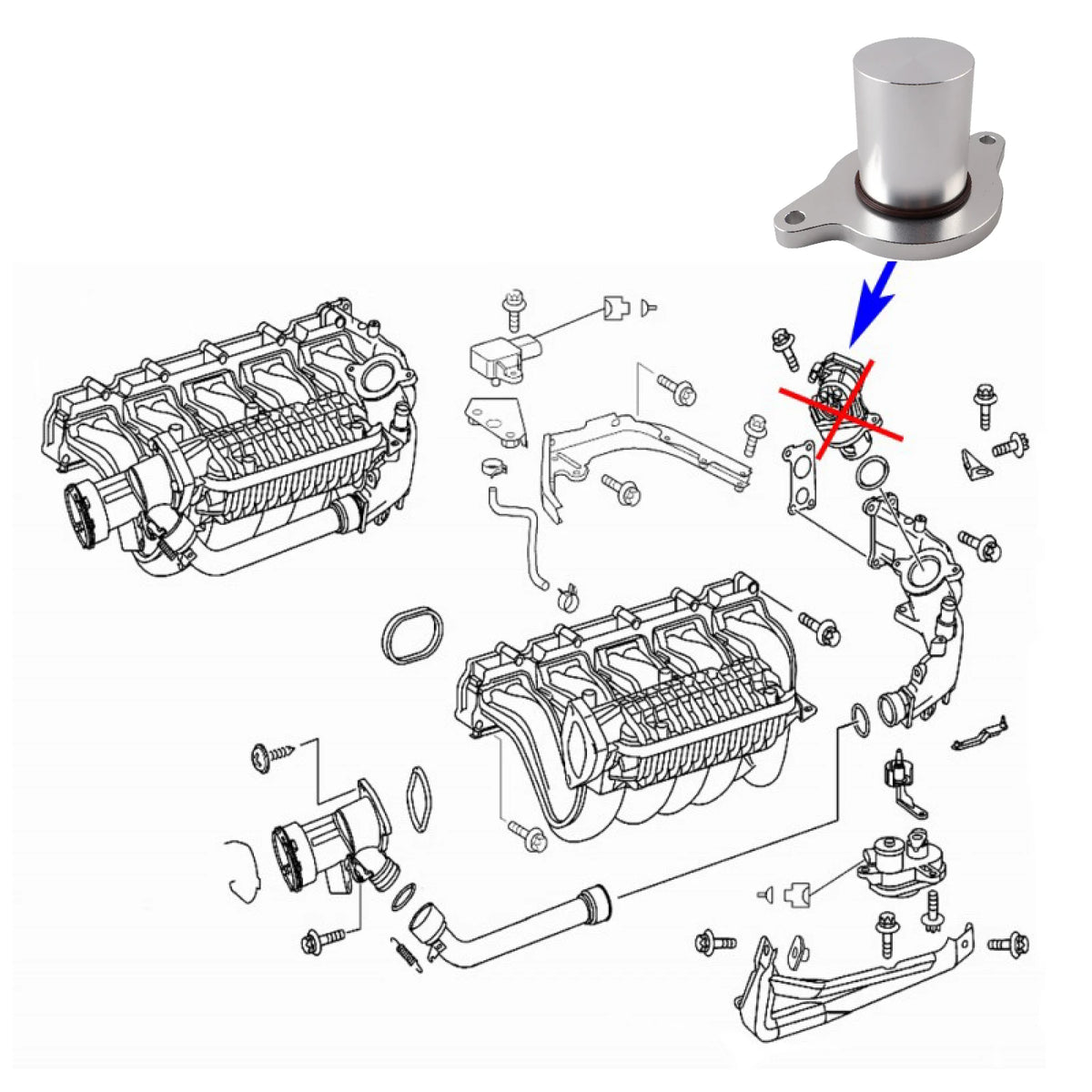 Aluminum Valve Adaptor for Mercedes-Benz 2.2L 3.0L CDI OM612 OM647 by InterCyprus Trading Ltd