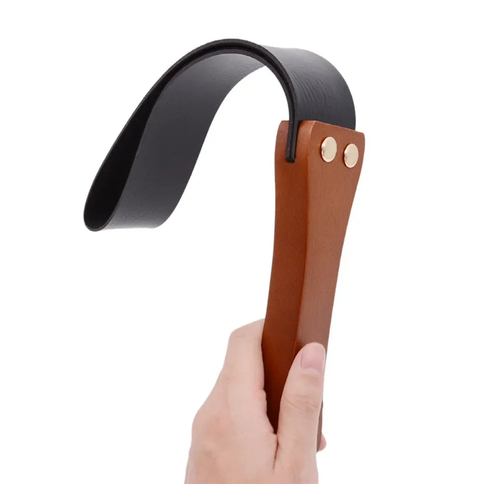 Wooden Handle Leather Whip &ndash; Handcrafted Wooden Grip
