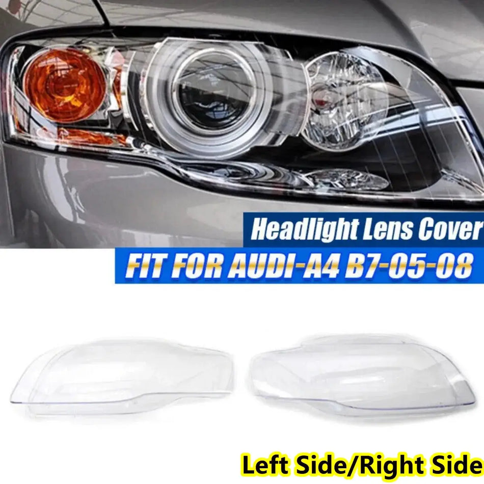 Clear ABS Headlight Lens Covers For Audi A4 B7 S4 RS4 2005-2008 by InterCyprus Trading Ltd