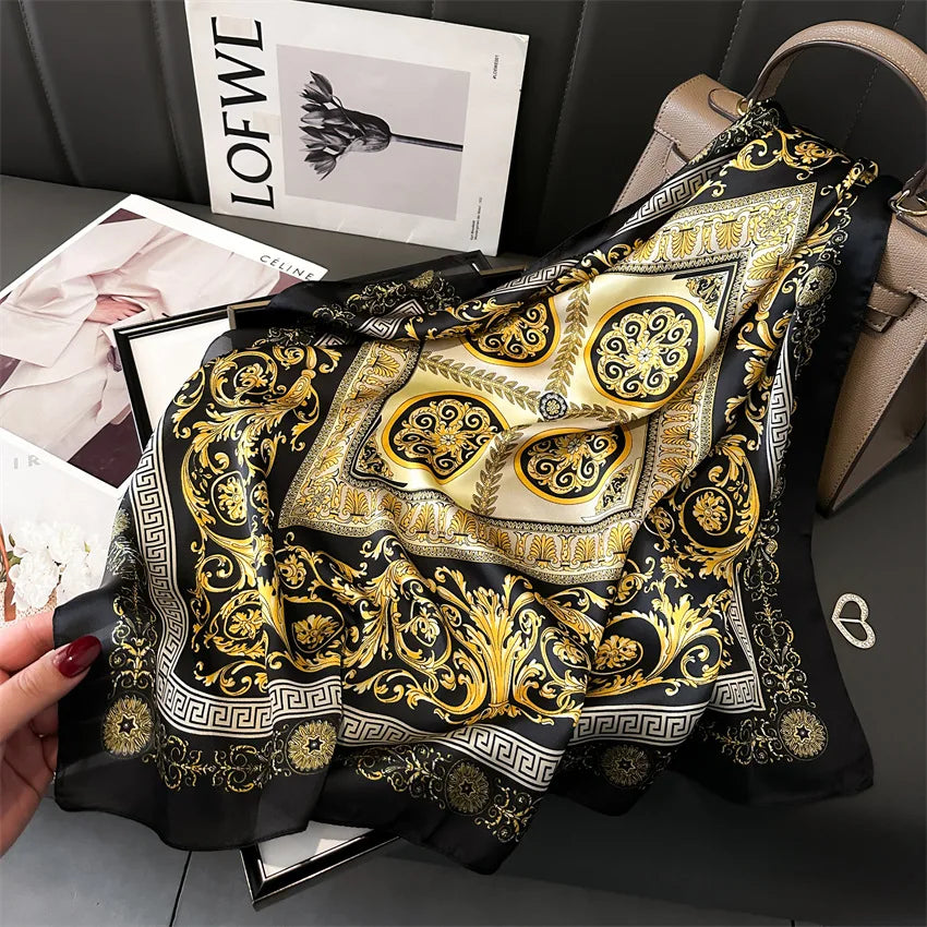 Luxury Temperament Silk Scarf &ndash; Exquisite Style and Versatility FJ856-5 / 70X70cm