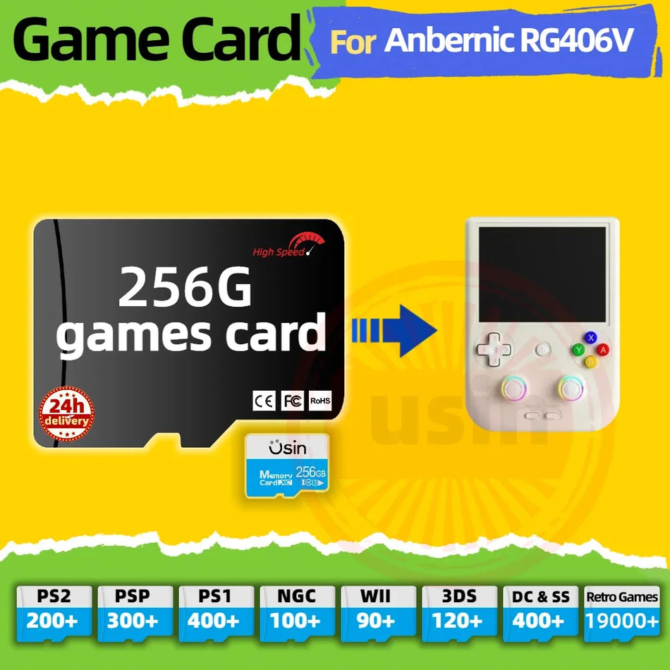 256GB Speed Preloaded Games SD Card For Anbernic RG406V
