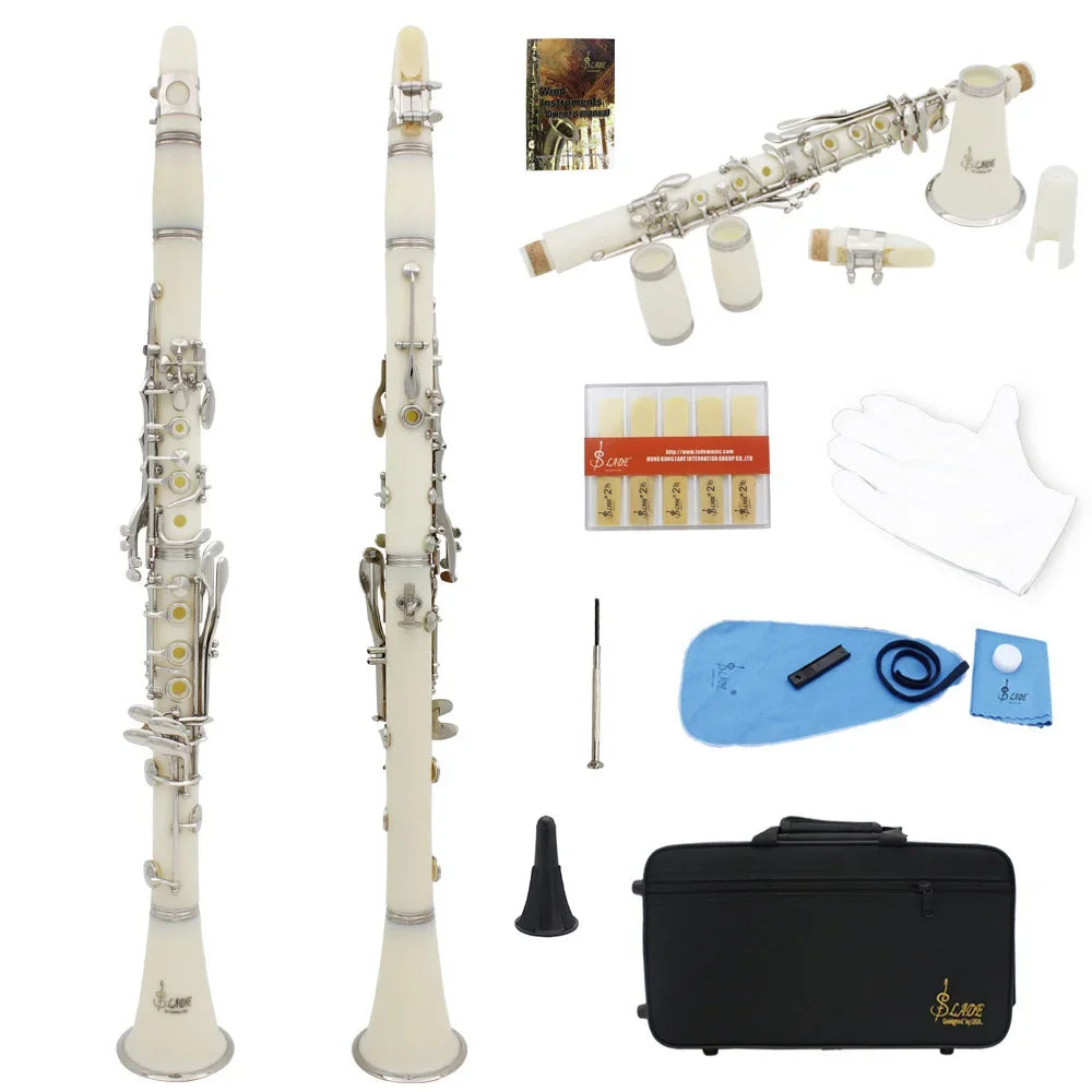 SLADE Bb 17 Keys Bakelite Clarinet &ndash; Includes Box Reed white
