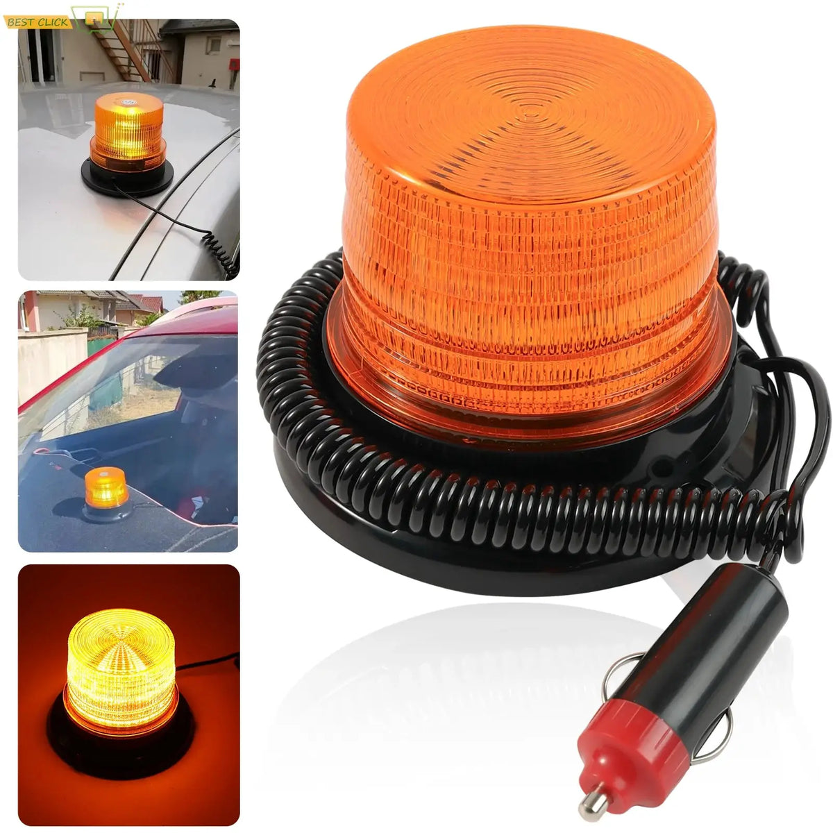 Magnetic Base LED Amber Emergency Strobe Light Car Roof Flashing Hazard Warning Light 12V/24V Vehicle Safety Beacon Lamp by InterCyprus Trading Ltd