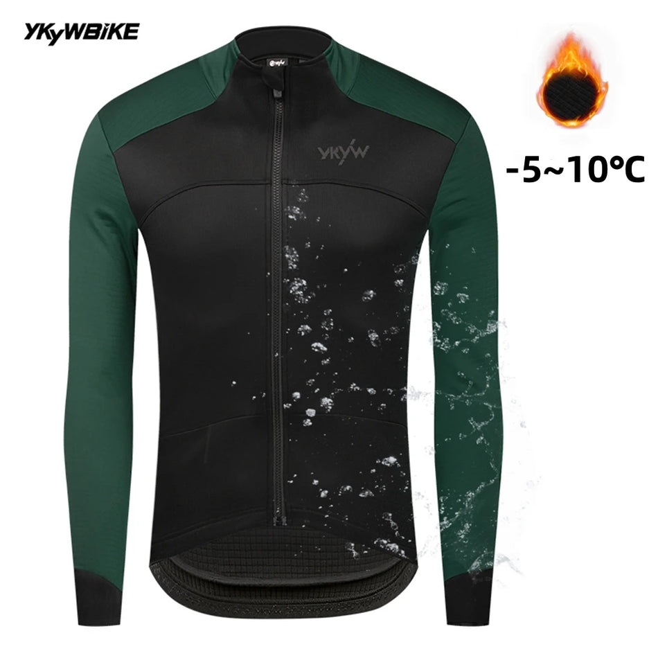Men's Thermal Fleece Cycling Jacket MTB Waterproof Windproof