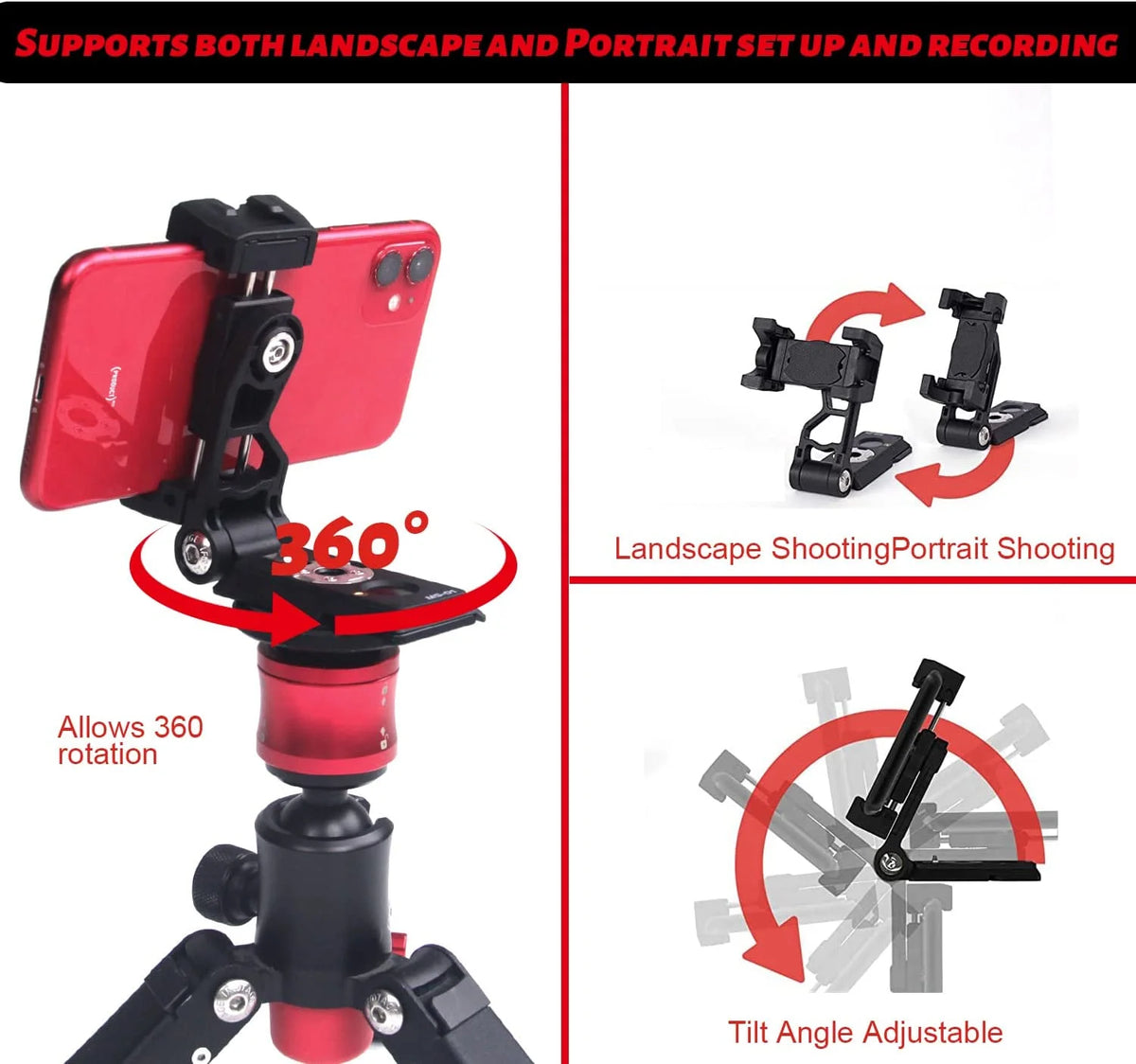 IFOOTAGE Phone Tripod Mount Adapter &ndash; 360 Degree Rotation