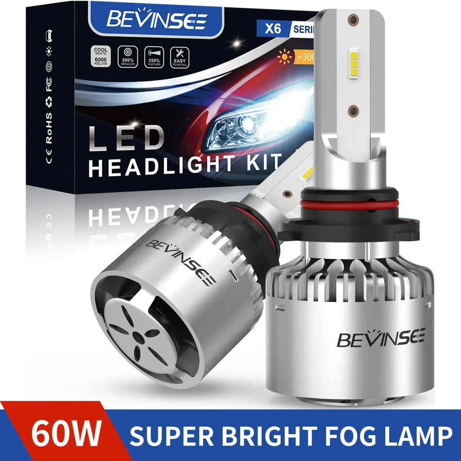 Bevinsee 2x 9005 LED Koplampen 8000LM 6000K 12V