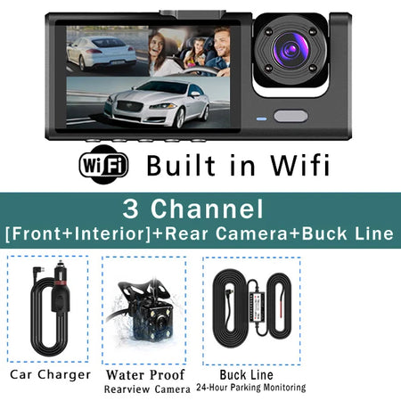 WiFi 3 Channel Mini Car DVR Wifi-3 Channel-BL / None 1