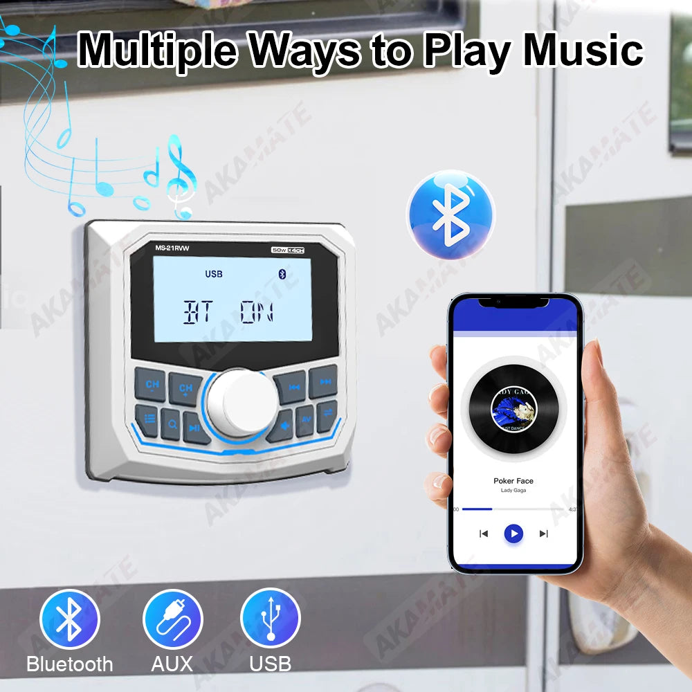 MS-21RV W &ndash; Waterproof Bluetooth Marine Stereo IPX5