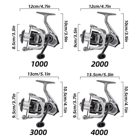 Spinning Reels 8KG-10KG Max Drag Fishing Reel with Metal Handle - Saltwater Ready grey / 3000 Series
