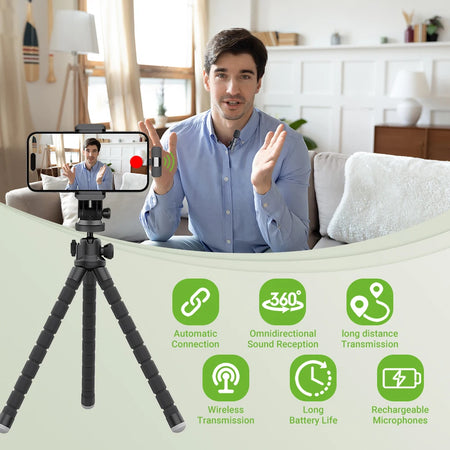 Basix 2.4G Wireless Lavalier Microphone for iPhone &amp; Android - Portable Mini Mic for Live Broadcast &amp; Gaming